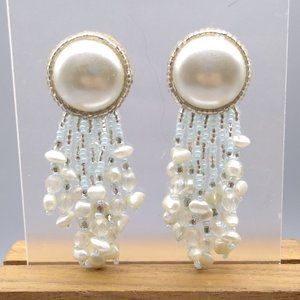 Dangling Silver and White Sparkle Earrings